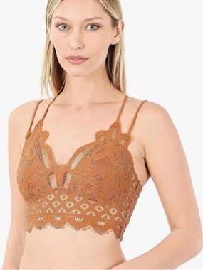 Zenana NWT Rust Lace Bralette Boho Crochet Style Varies Size Available
